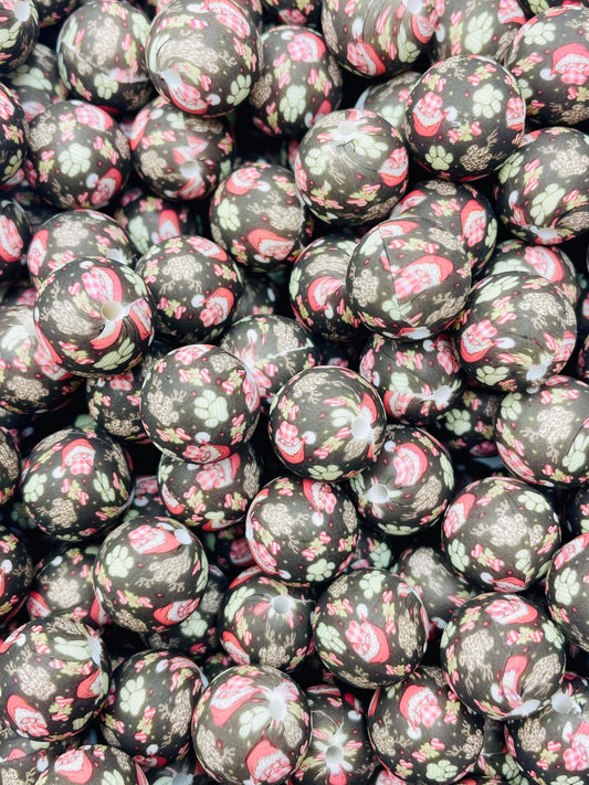 Santa Paws Printed 15mm Bead