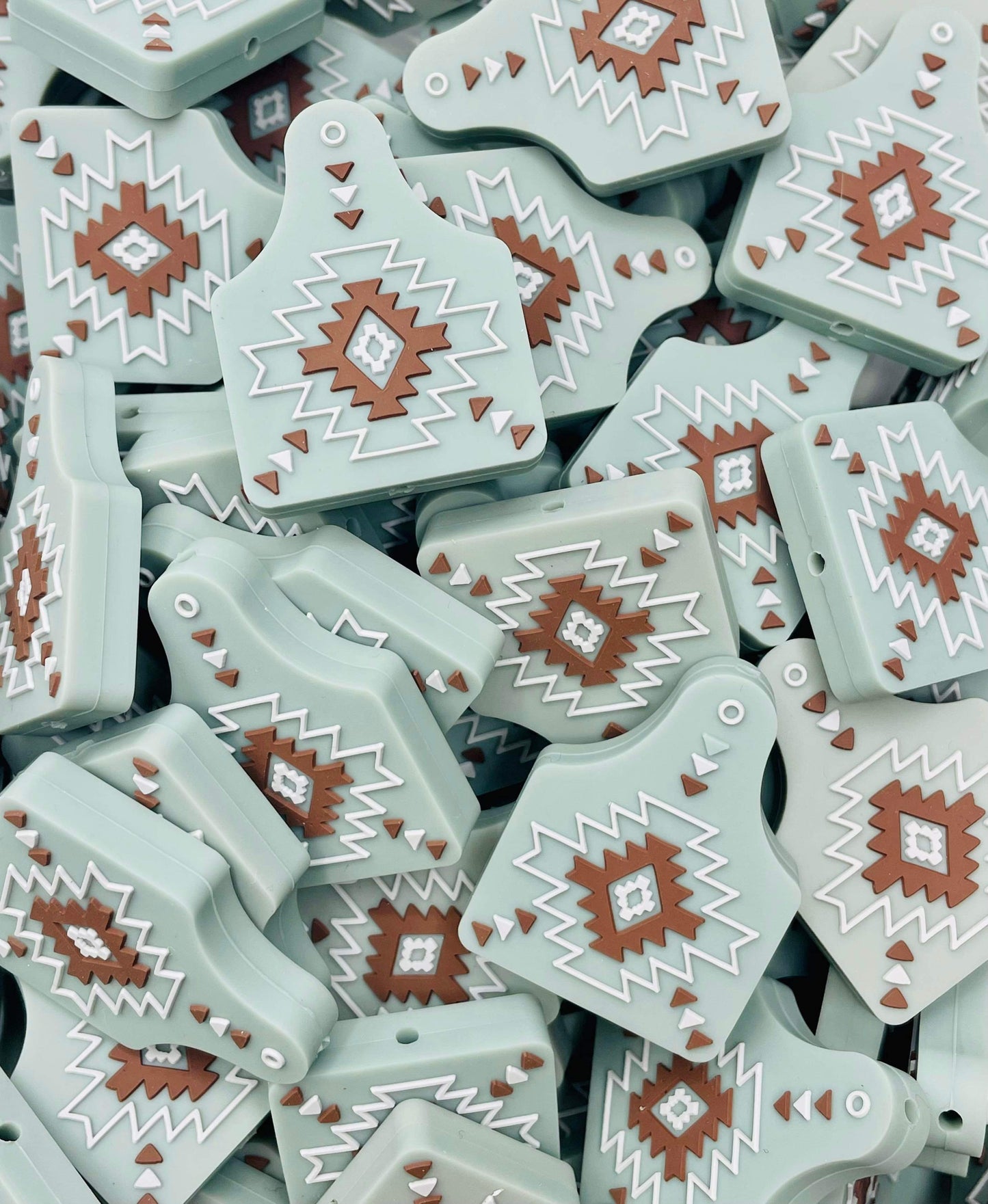 Aztec Cow Tag Boss Babe Focal Bead