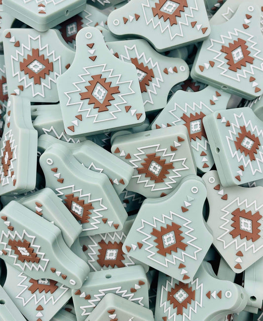 Aztec Cow Tag Boss Babe Focal Bead