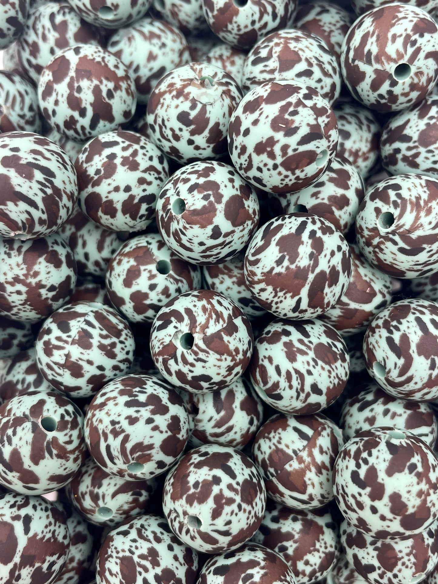Création CTS : Perle de 15 mm imprimée vache marron feldspath