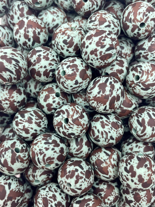 CTS Creation: Feldspar Brown Cow Printed 15mm Bead