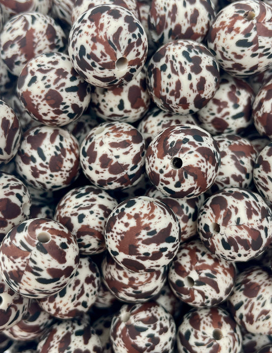 CTS Creation: Silver Sage  Brown Cow Printed 15mm Bead