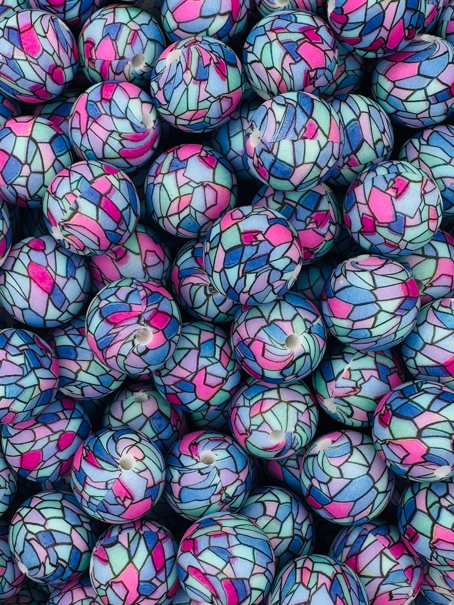 Stained Glass Printed 15mm Bead