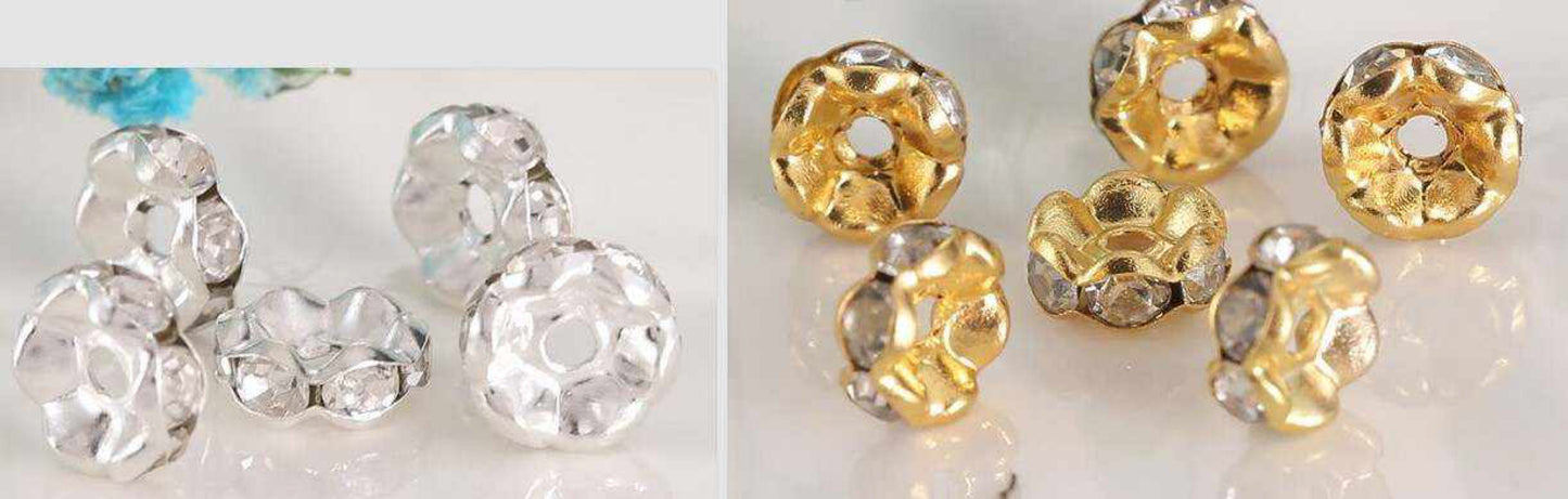 Entretoises de bijoux en strass WAVY 10 mm (paquet de 50)