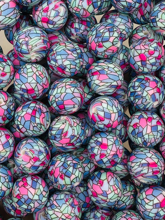 Stained Glass Printed 19mm Printed Bead