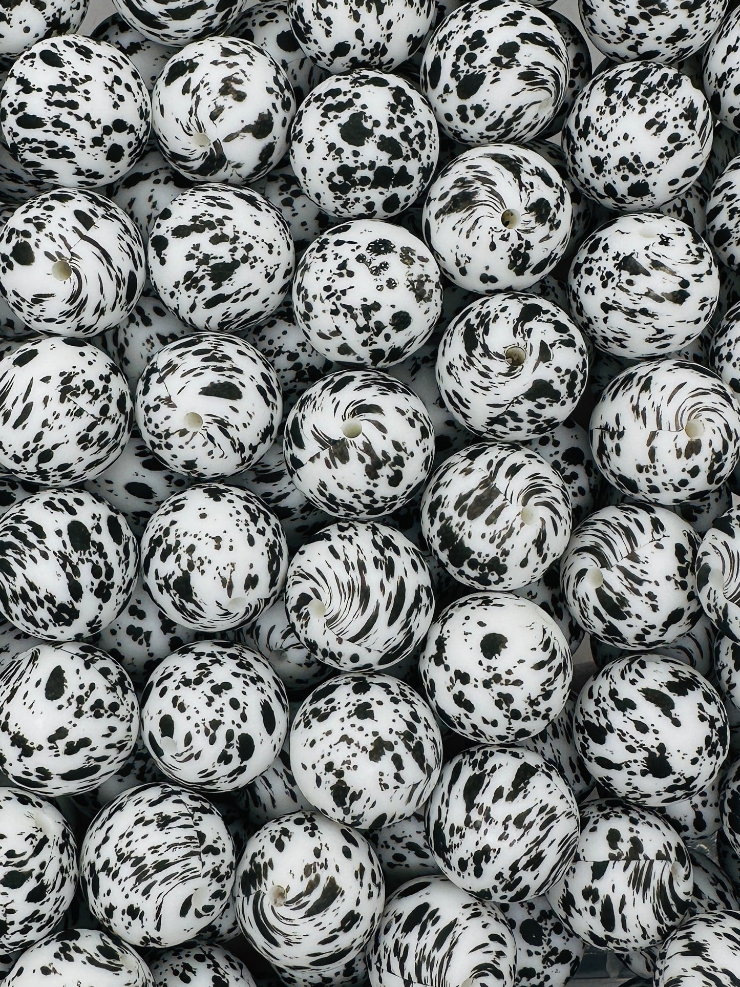 Black Splatter Printed 19mm Printed Bead
