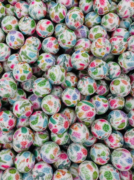 Succulent (Boss Babe) Printed 15mm Bead