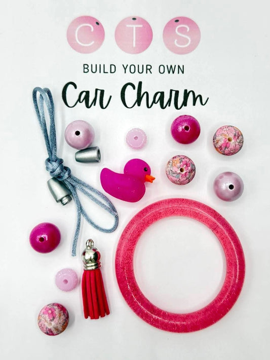 Fuchsia Glitter Duck Hanging Car Charm Kit