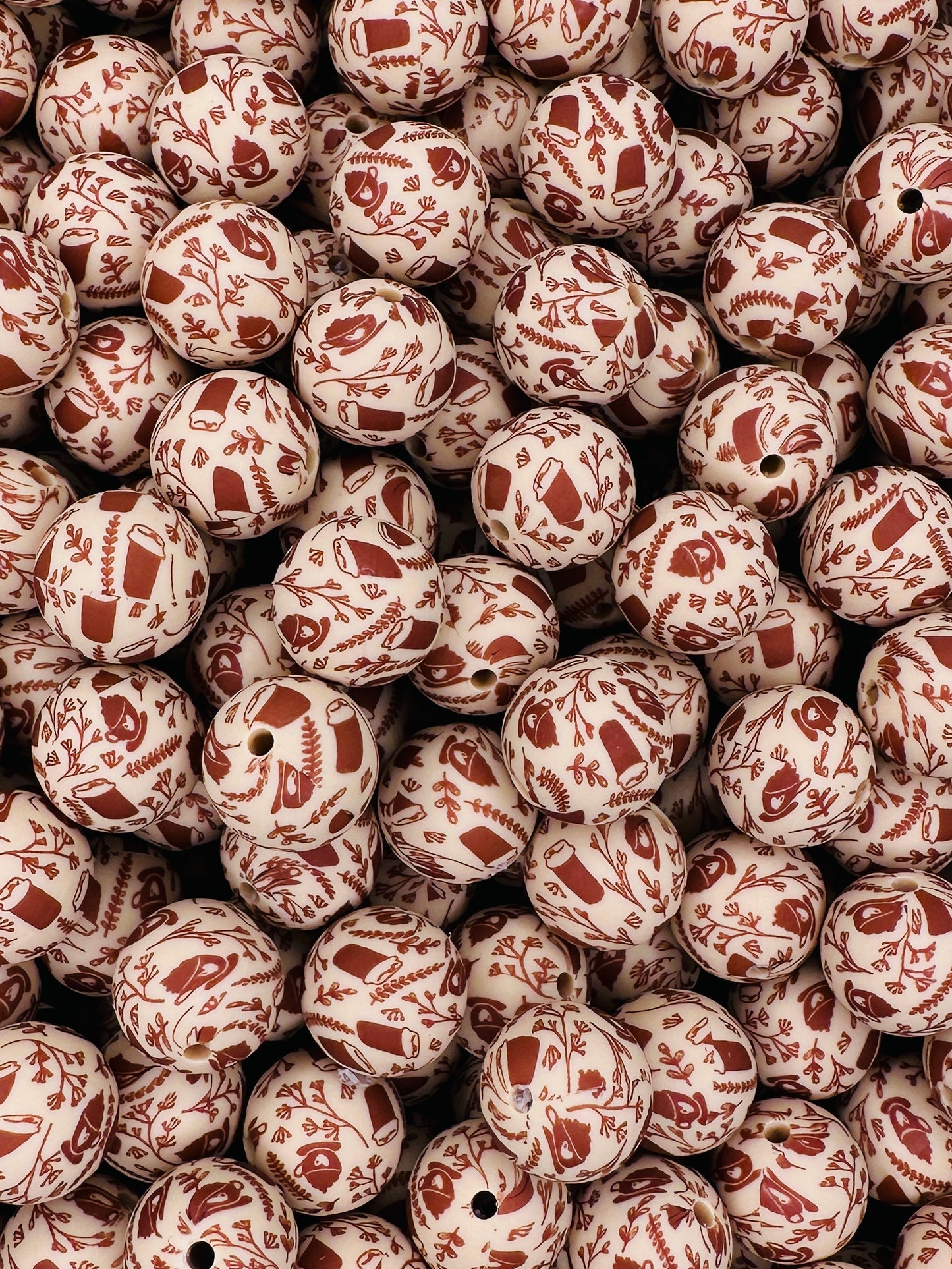 Perle imprimée personnalisée de 15 mm de café