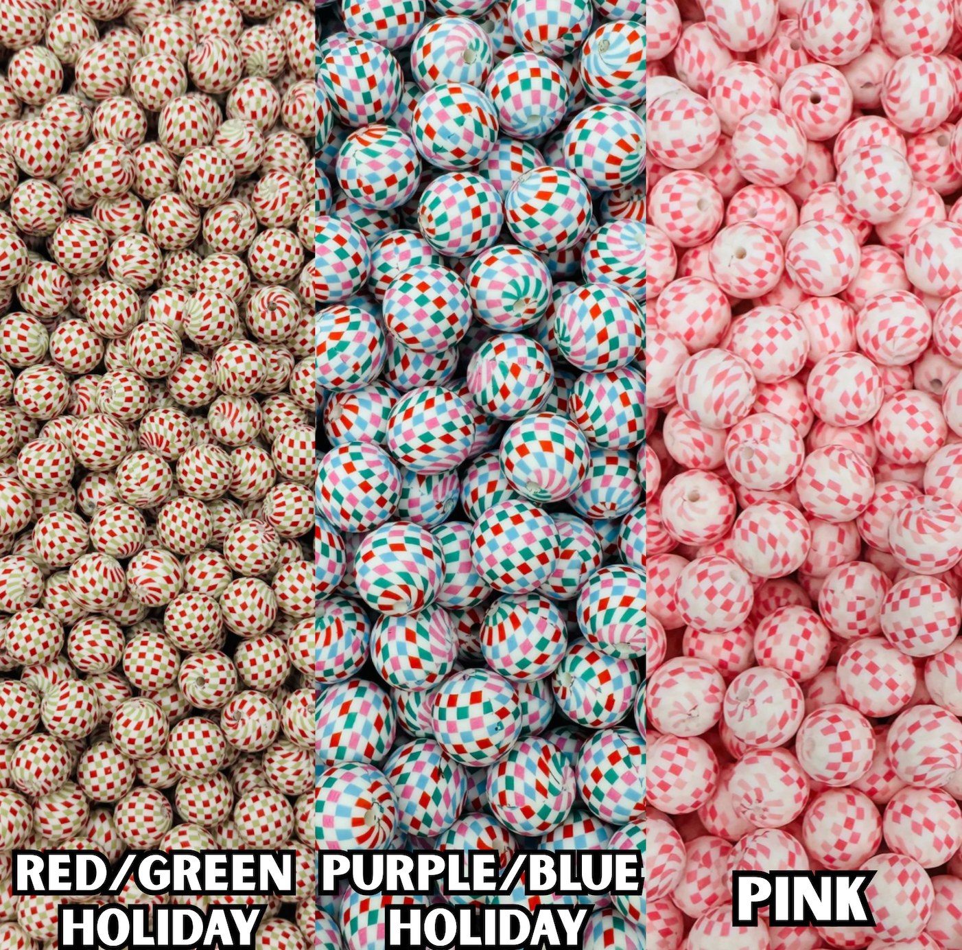 Purple/Blue Holiday Checkered Charm 15mm Bead