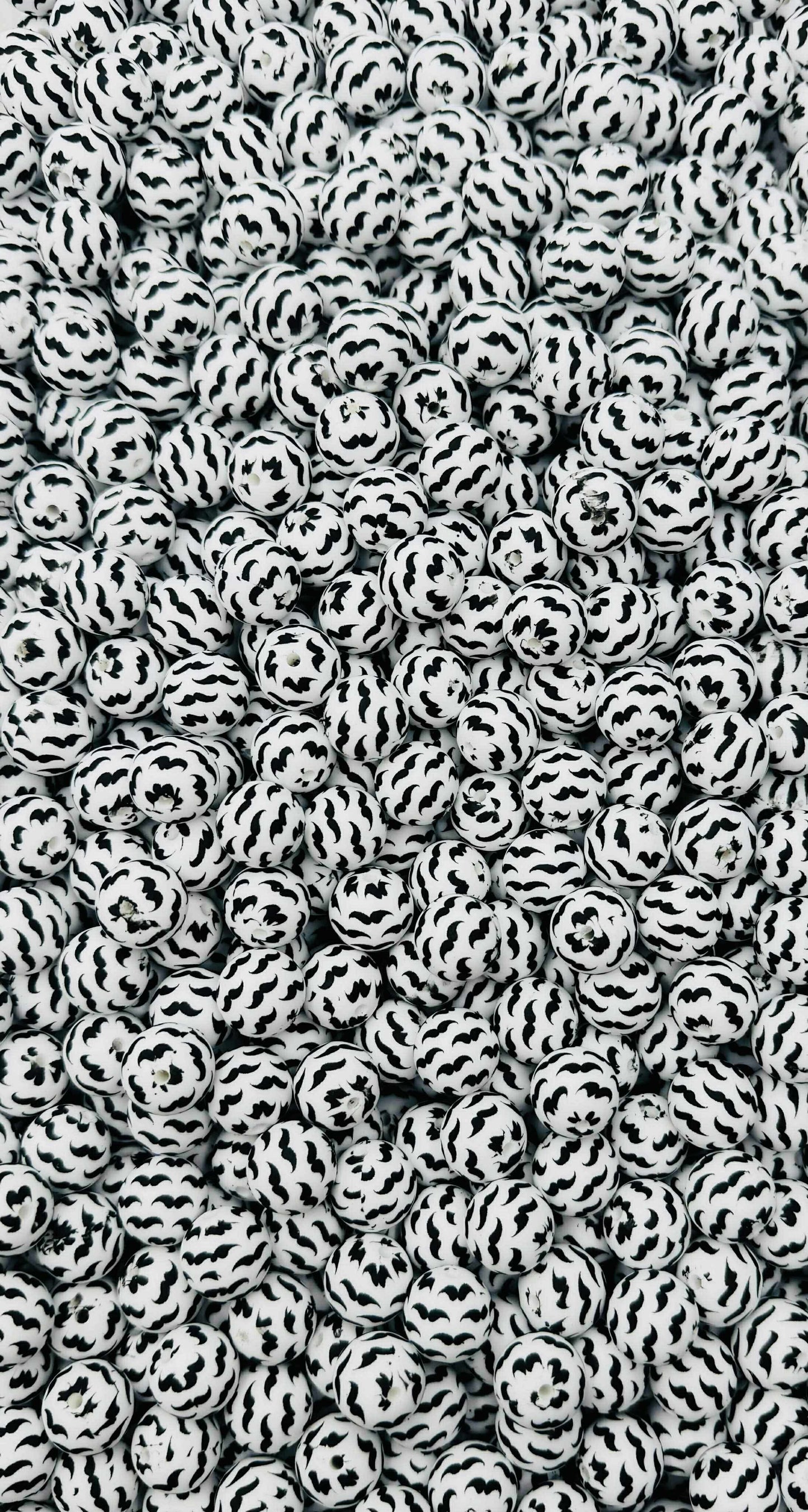 Mustache Printed 15mm Bead