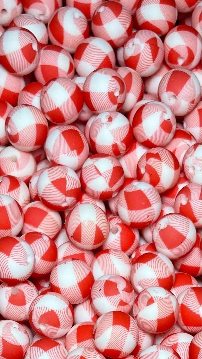 Picnic Plaid Printed 15mm Bead