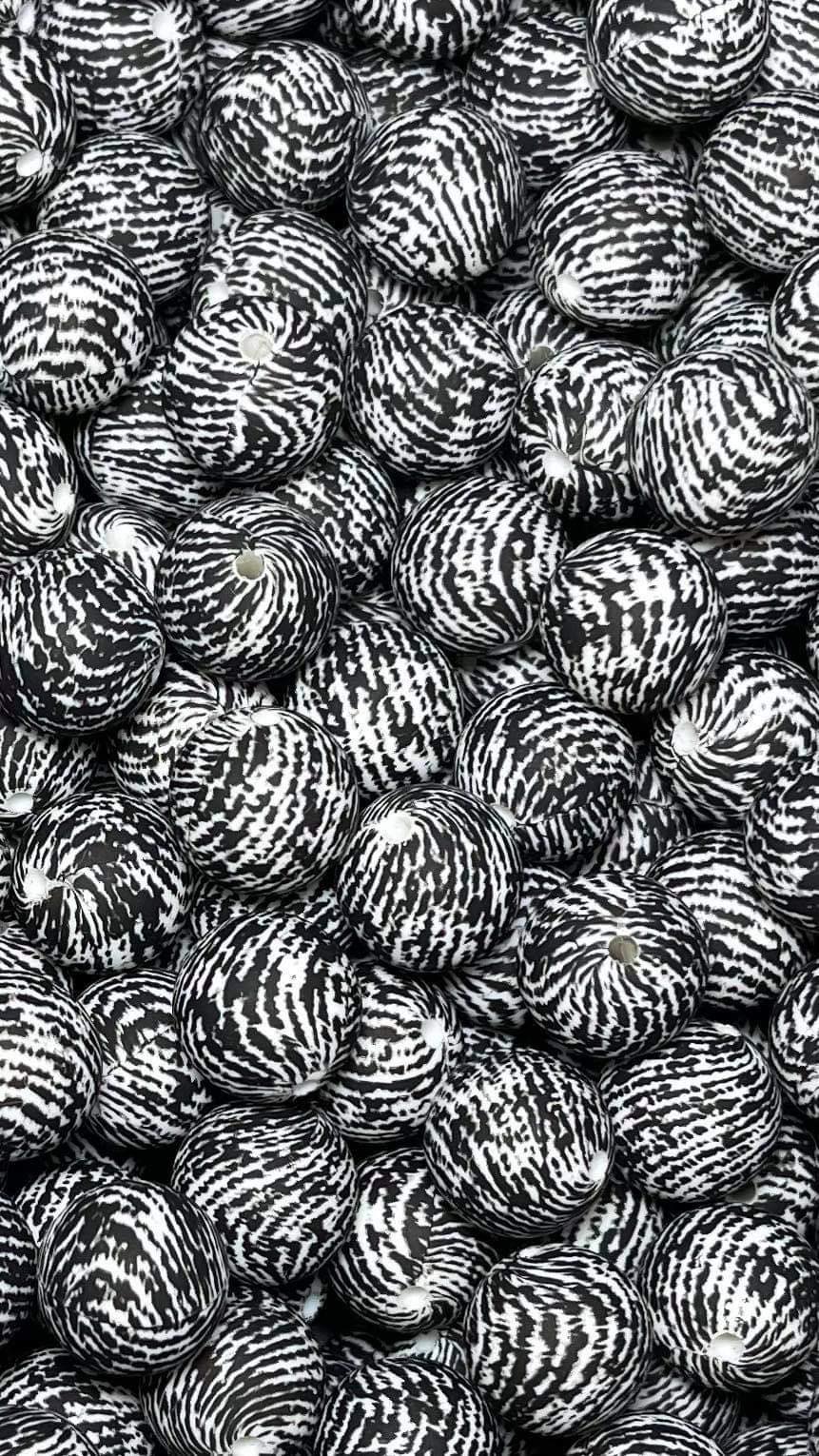 Perle imprimée noire de 15 mm