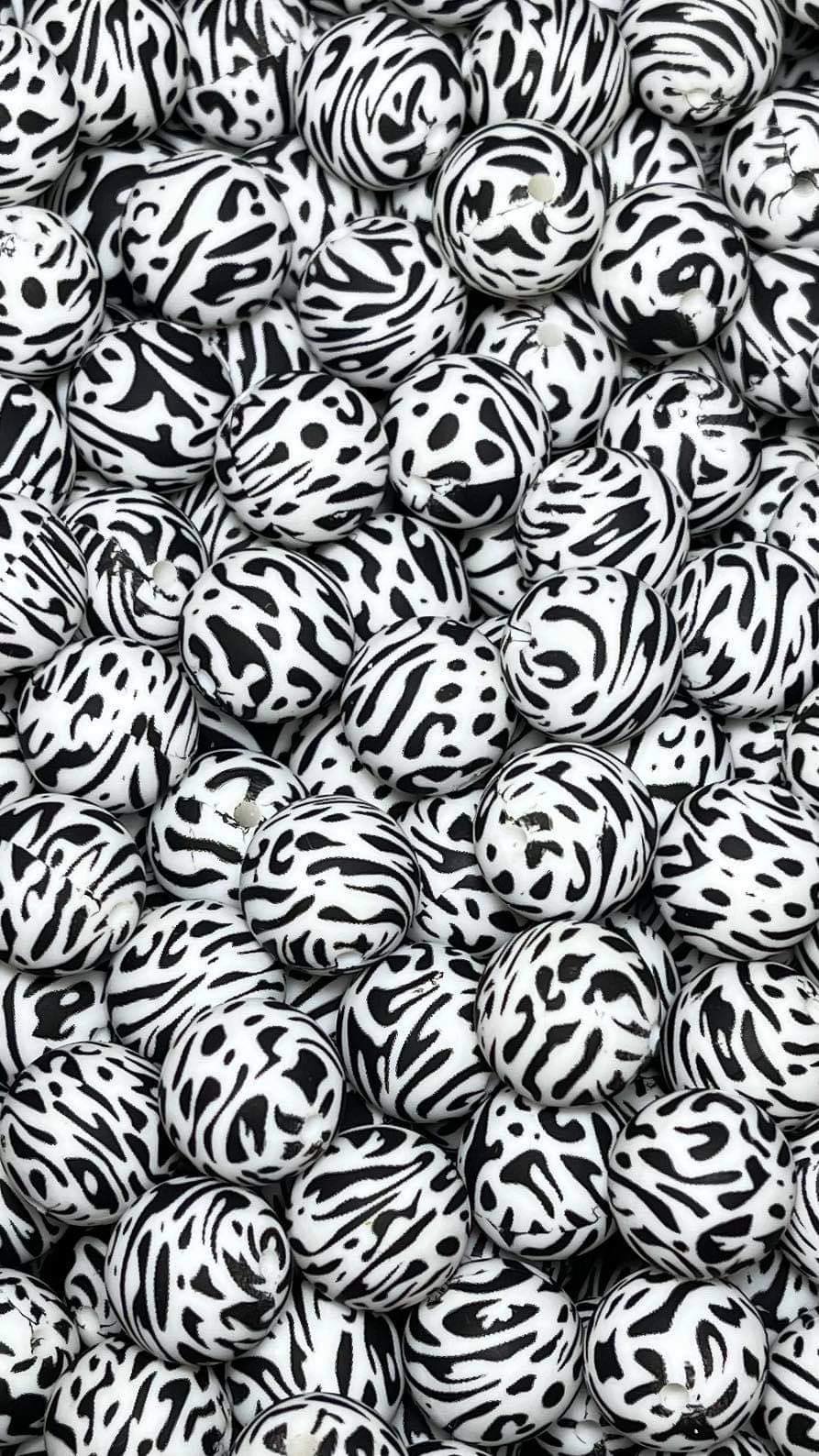 ***Discontinued*** Ink Blot Printed 15mm Bead