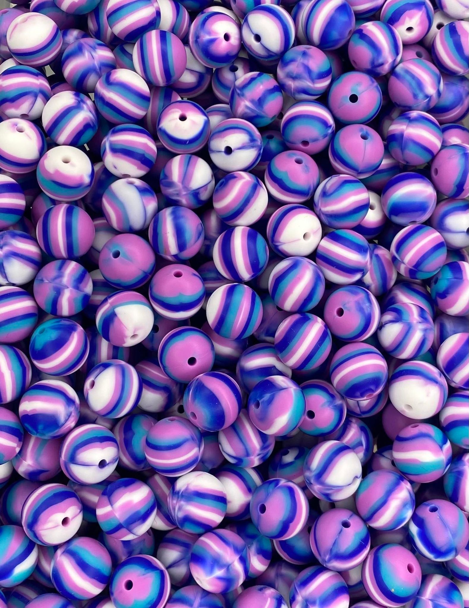 Blue, Purple and Green 15MM Silicone Beads (27-E) - Simply Glittericious