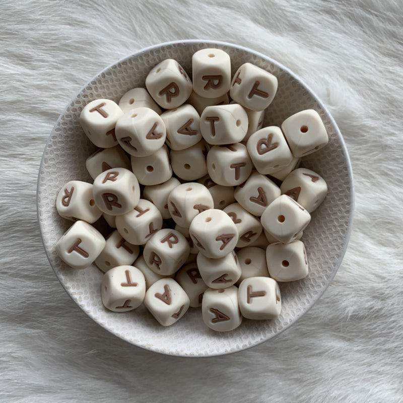 12mm Beige w/ Camel Letters