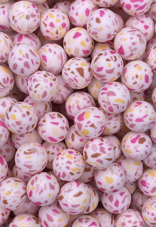 Perle de 15 mm imprimée en terrazzo coucher de soleil