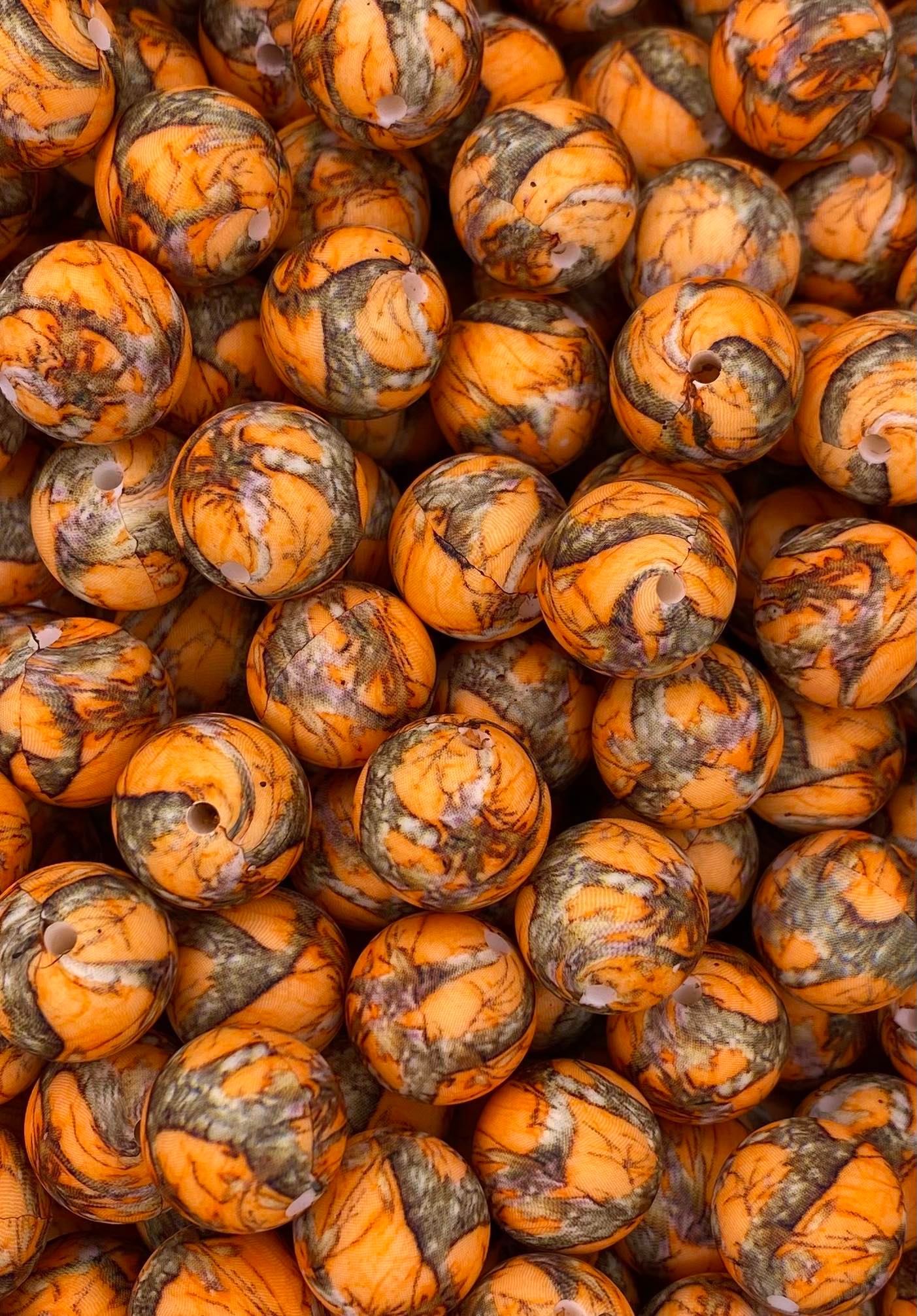 CTS Creation: Orange Classic Camouflage 15mm Printed Bead