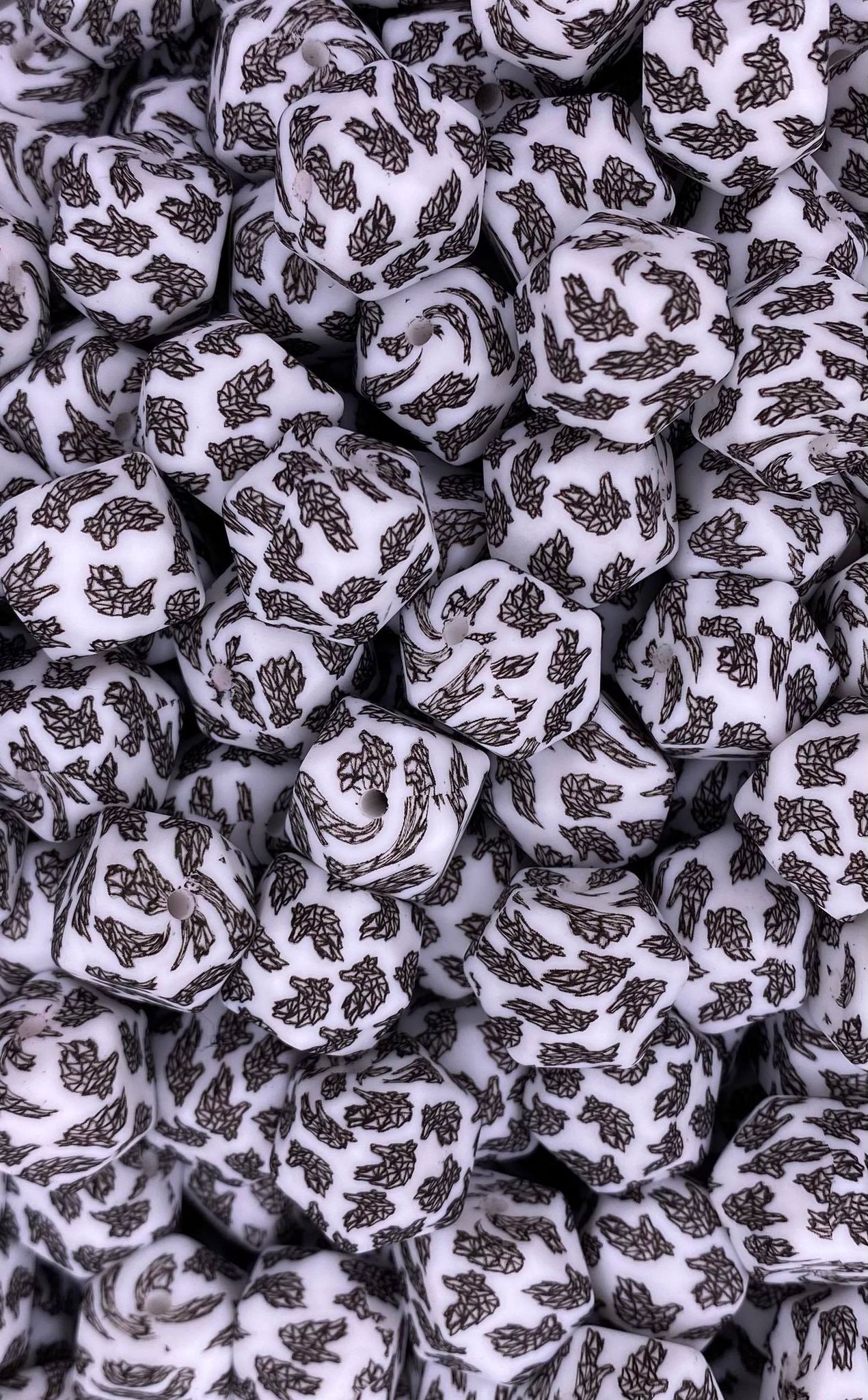 ***Discontinued*** Wolfkraal Printed 14mm Hexagon Bead
