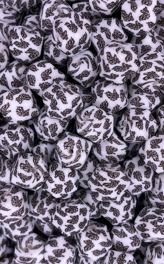 ***Discontinued*** Wolfkraal Printed 14mm Hexagon Bead