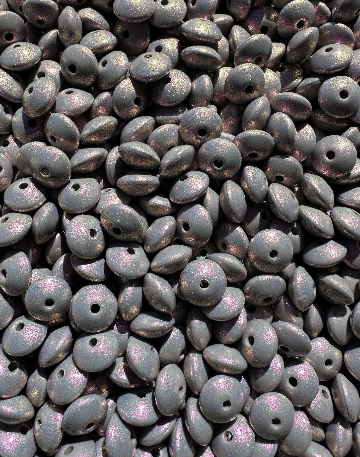*Discontinued* Grey Opal 12mm Lentil Bead