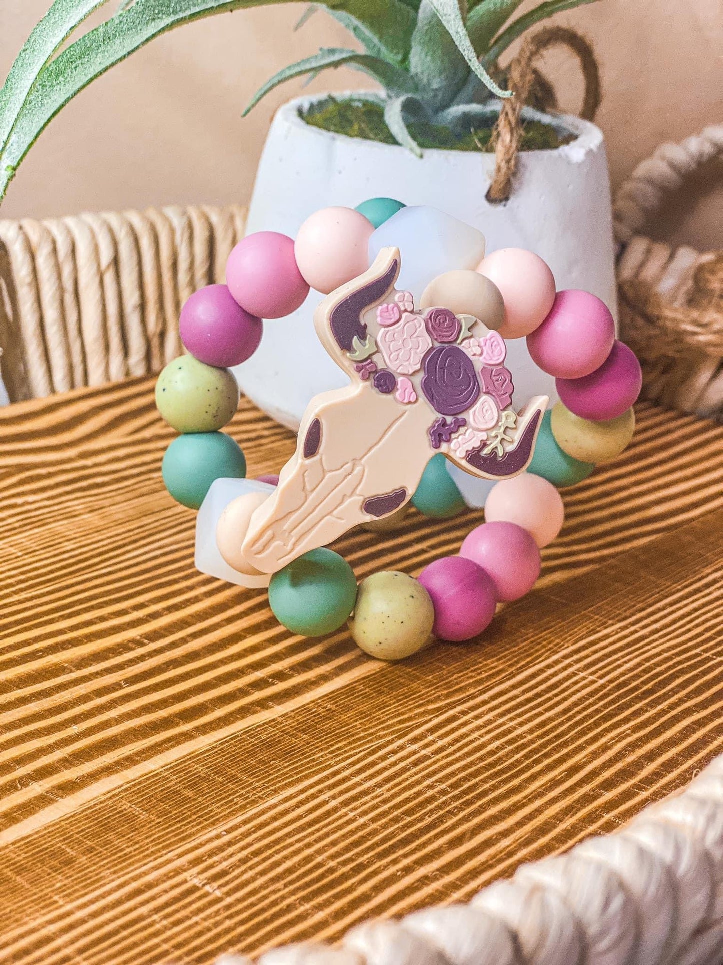 CTS Creation: Western Queen Floral Bull Skull Focal Bead