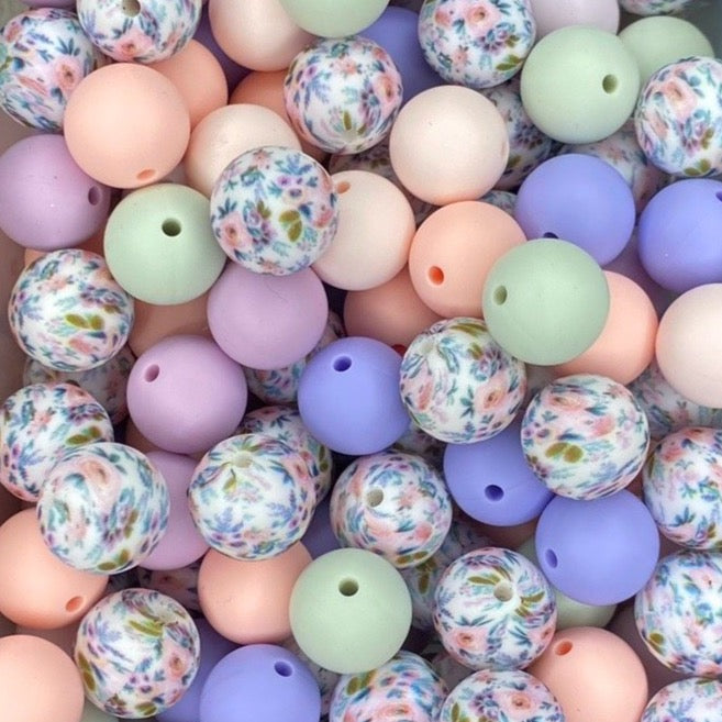 Création CTS : Perle de 15 mm à imprimé floral OG