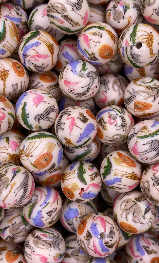 Safari Animal 15mm Printed Bead