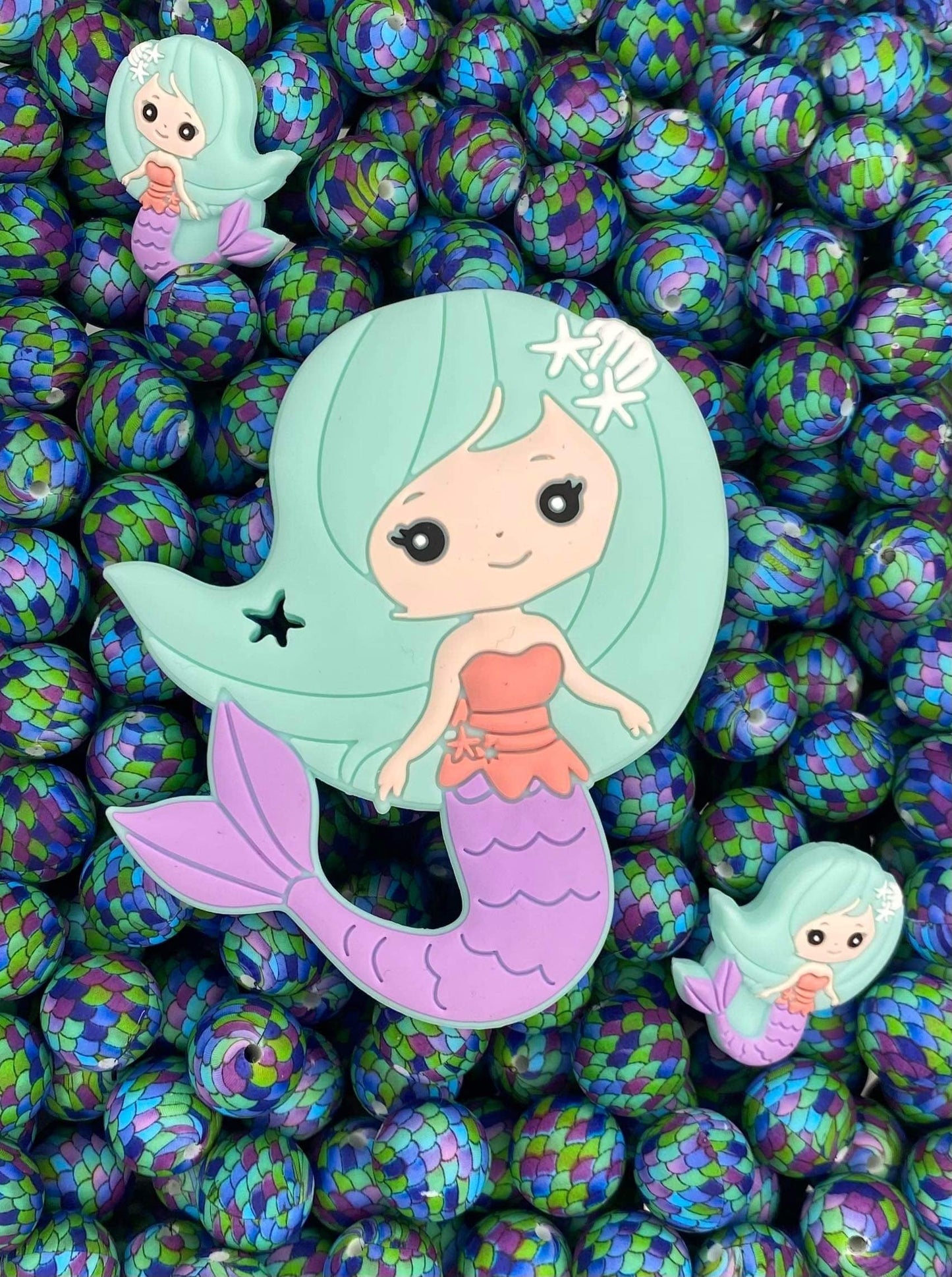 Perle imprimée enchantée sous la mer de 19 mm