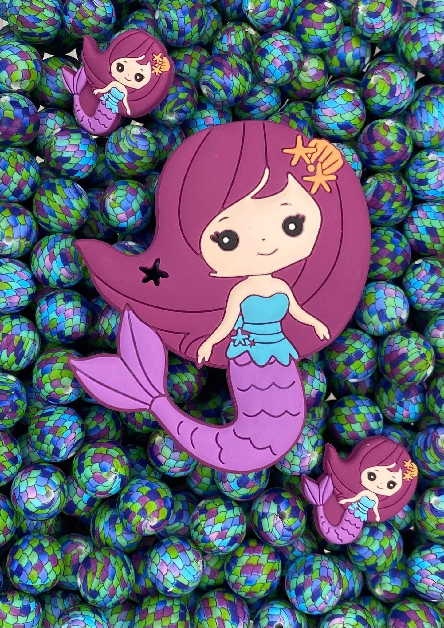 Perle imprimée enchantée sous la mer de 19 mm