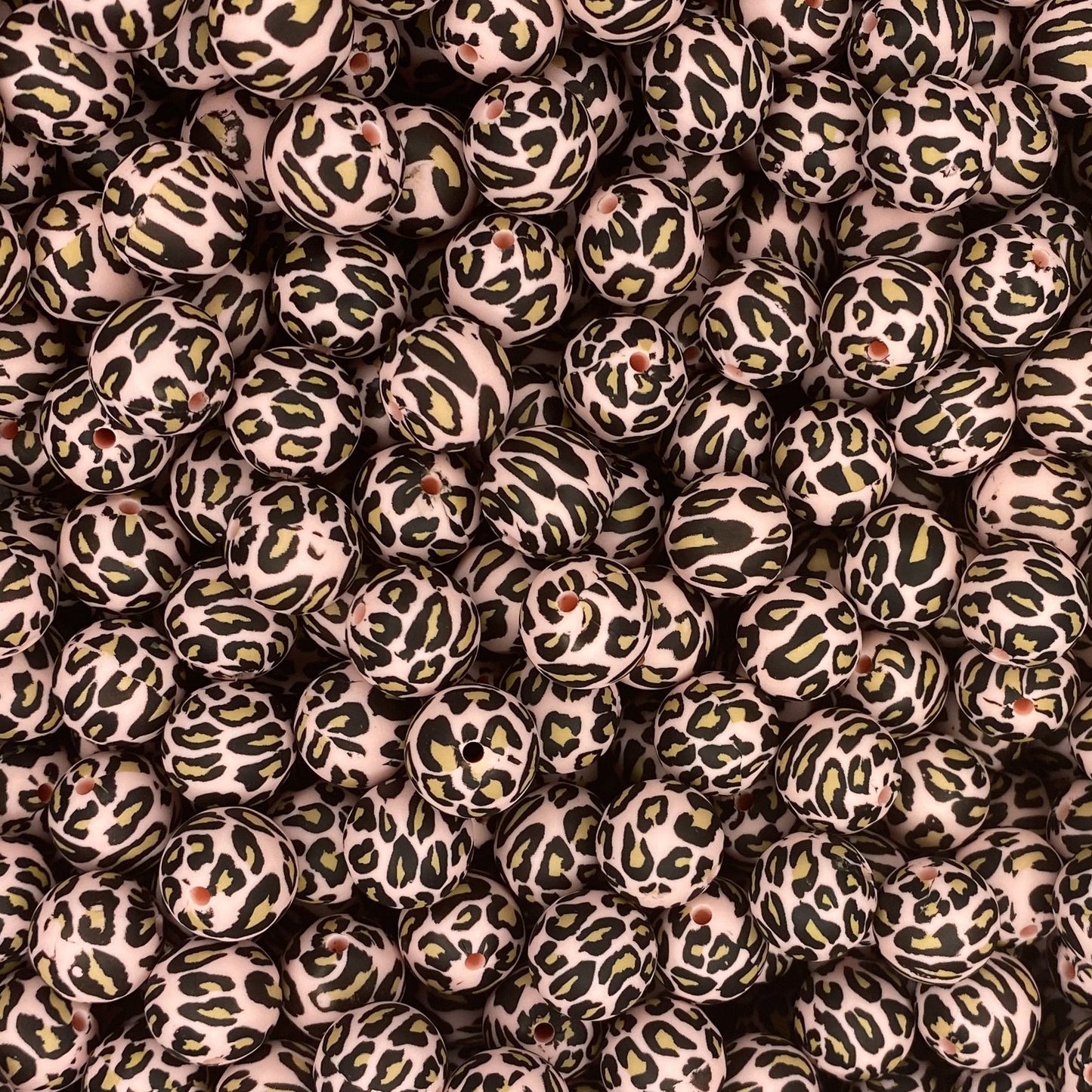 Baby Pink Leopard Printed 15mm Bead