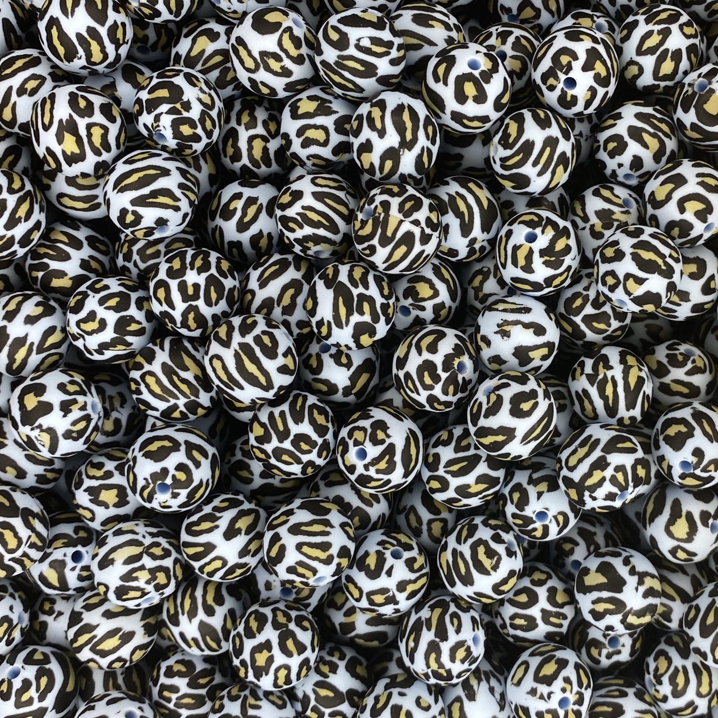 Baby Blue Leopard Printed 15mm Bead