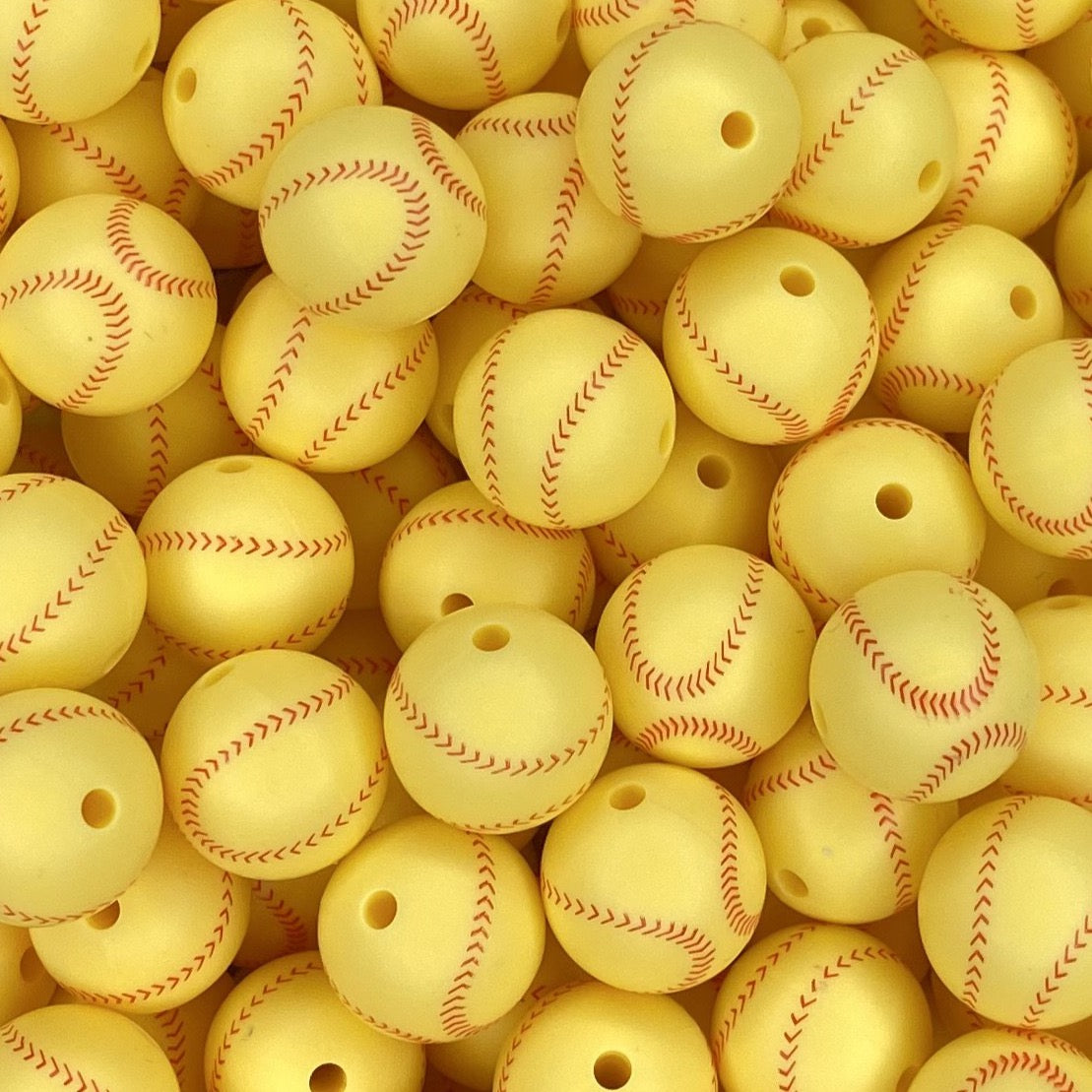 Custom 15mm Baseball Silicone Beads, Silicone Beads, Baseball