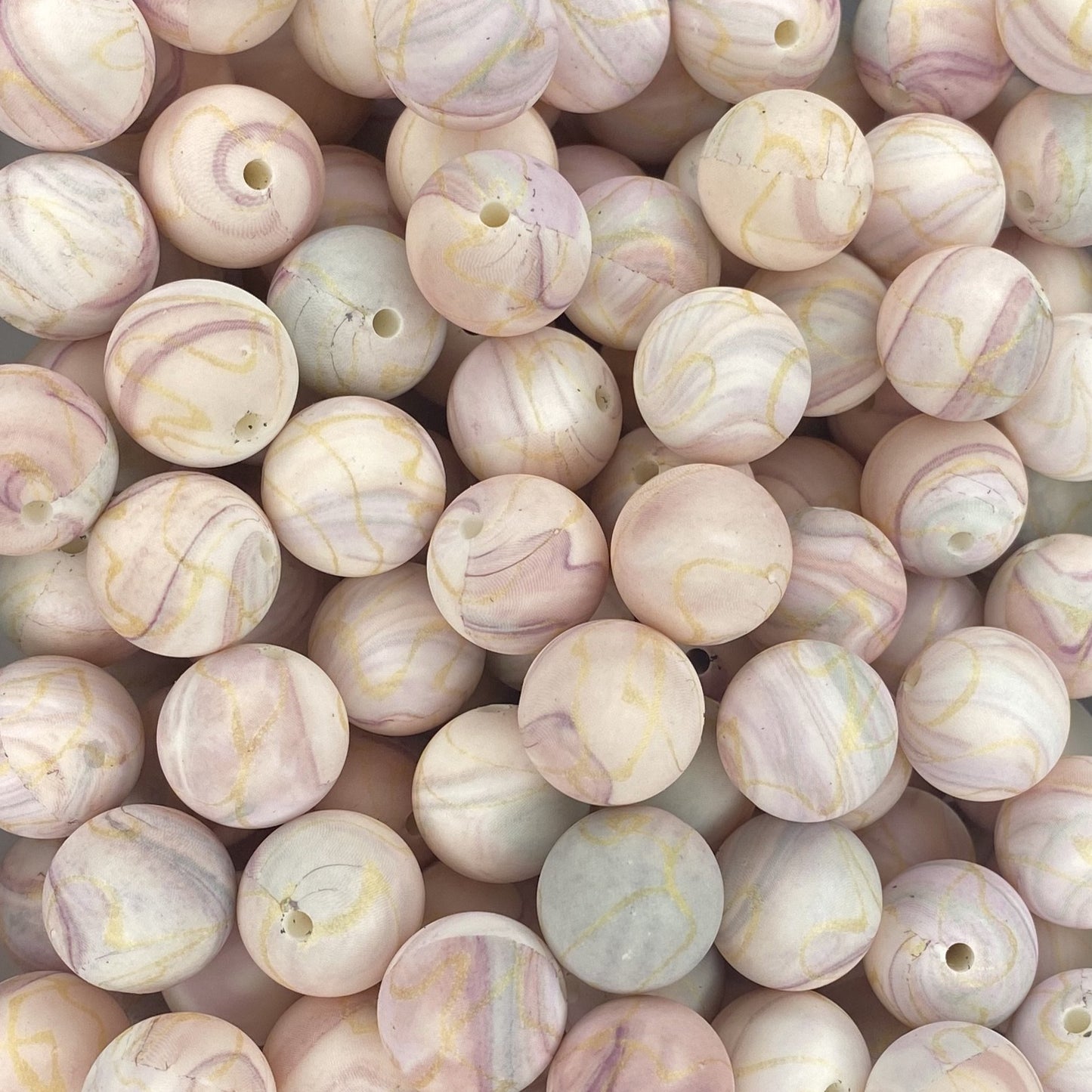 Pink Carrara Blend Printed 15mm Bead