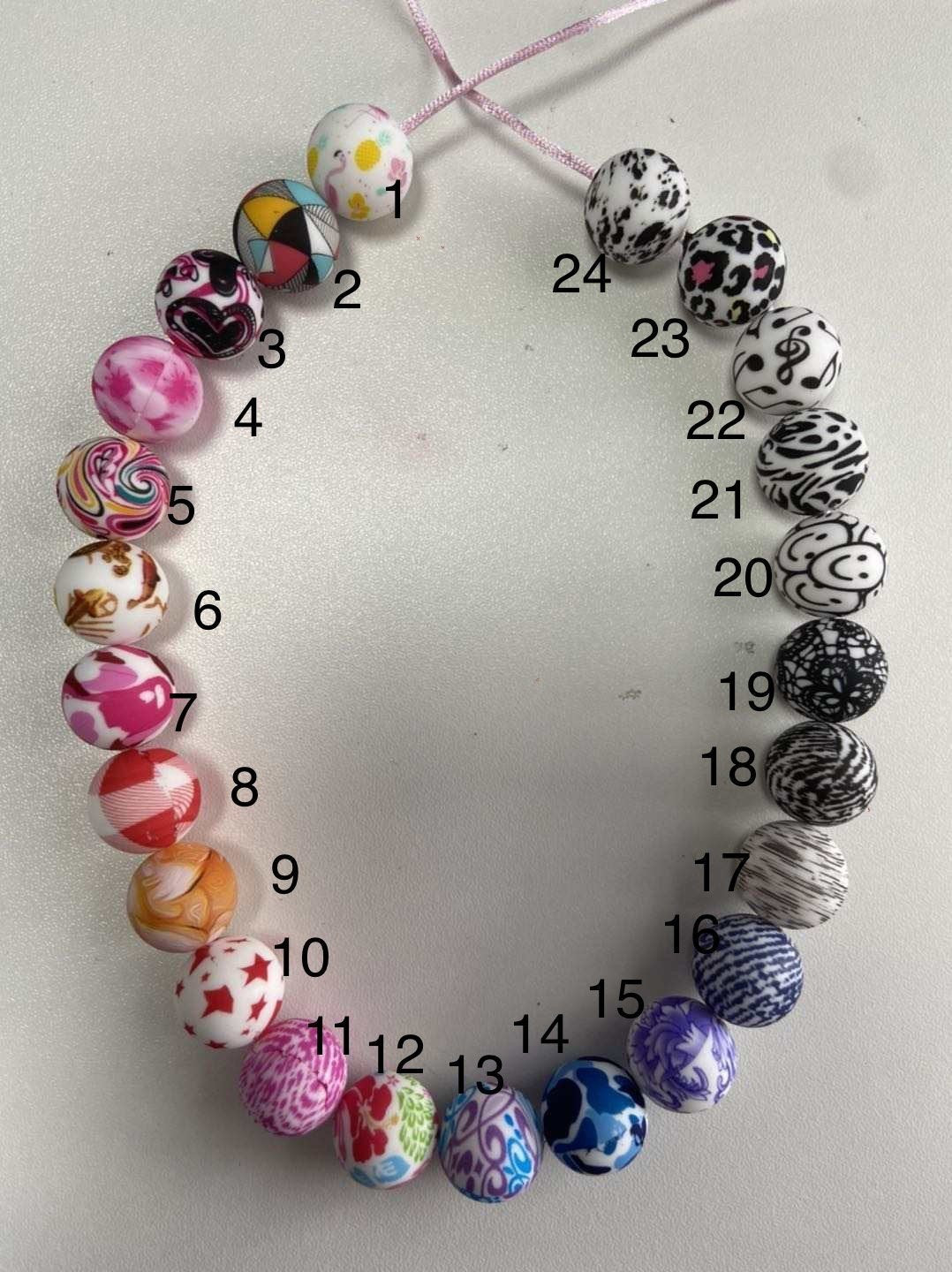 Blue Camo Printed 15mm Bead