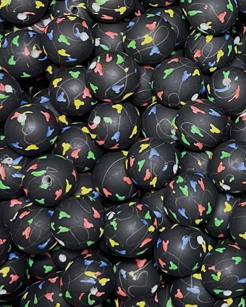 Black Very Merry (Boss Babe) Printed 15mm Bead