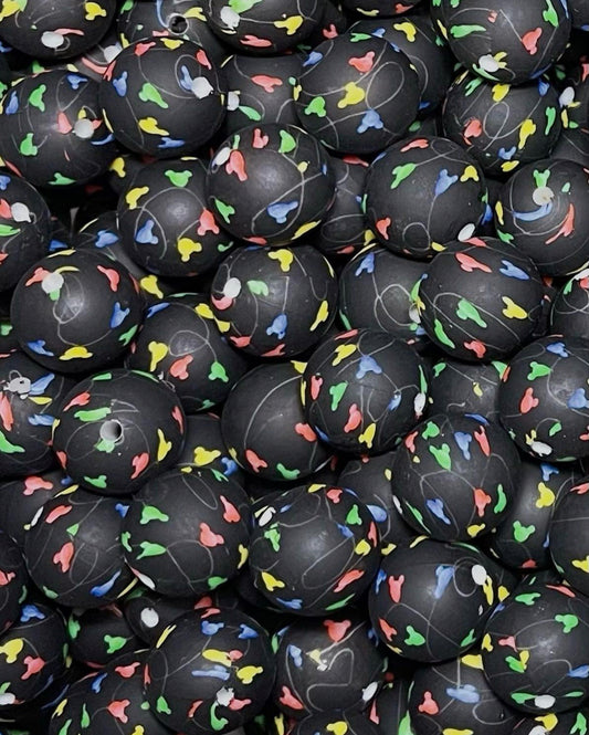 Black Very Merry (Boss Babe) Printed 15mm Bead