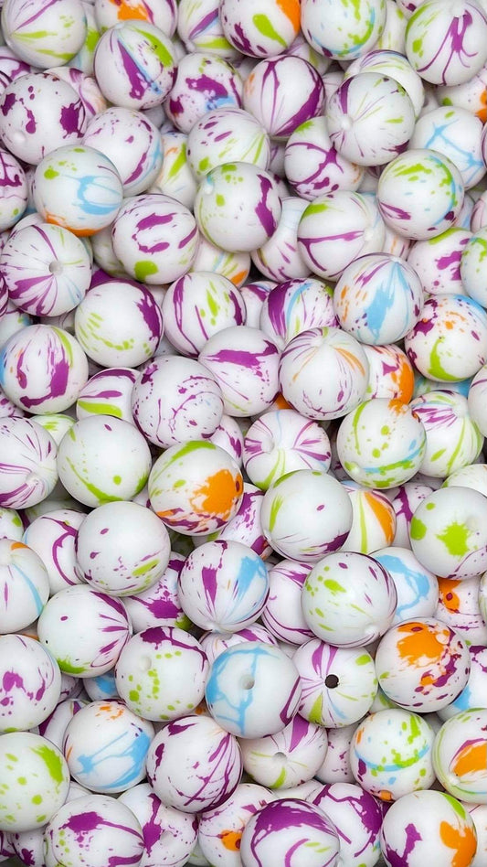 Perle de 15 mm imprimée éclaboussures de néon