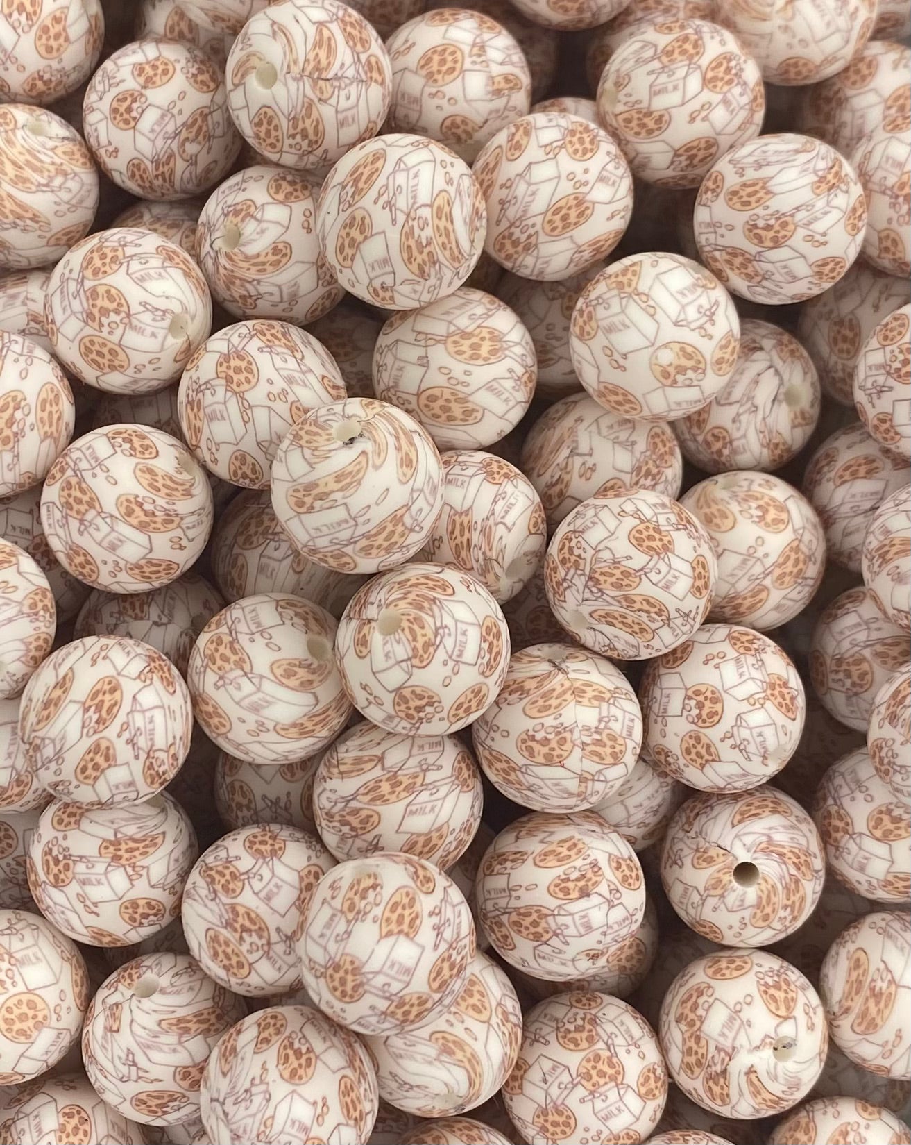 Création CTS : Perle de 15 mm imprimée biscuit et lait