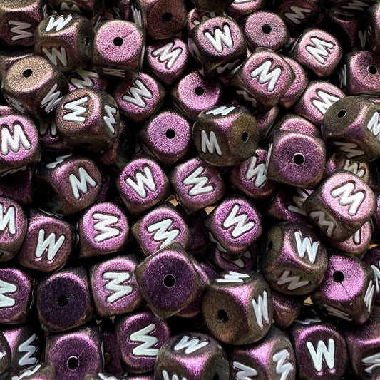 12mm Opal Letter Beads