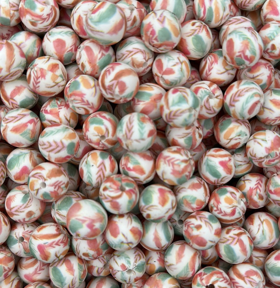 Secouez vos plumes de queue, perle imprimée de 15 mm