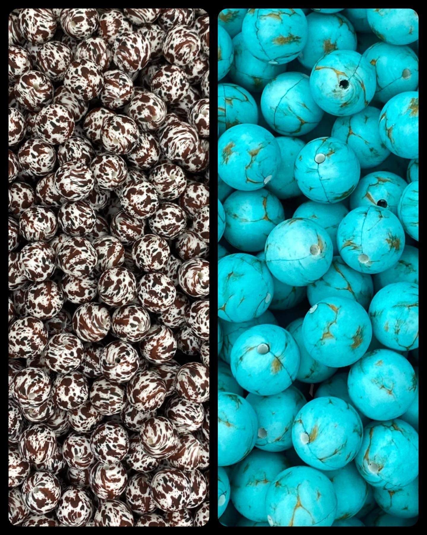 Sac en vrac de 15 mm imprimé en vrac avec mélange de vaches brunes et de pierres turquoises