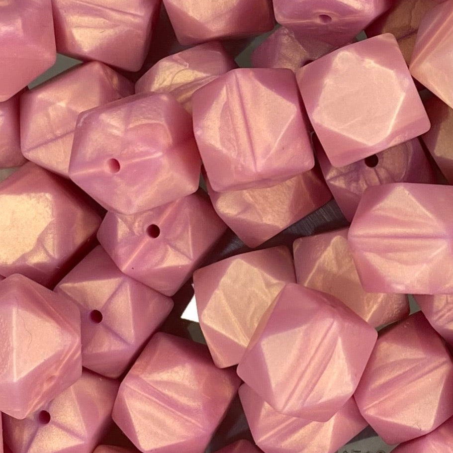 Rose Gold Pearl 17mm Hexagon