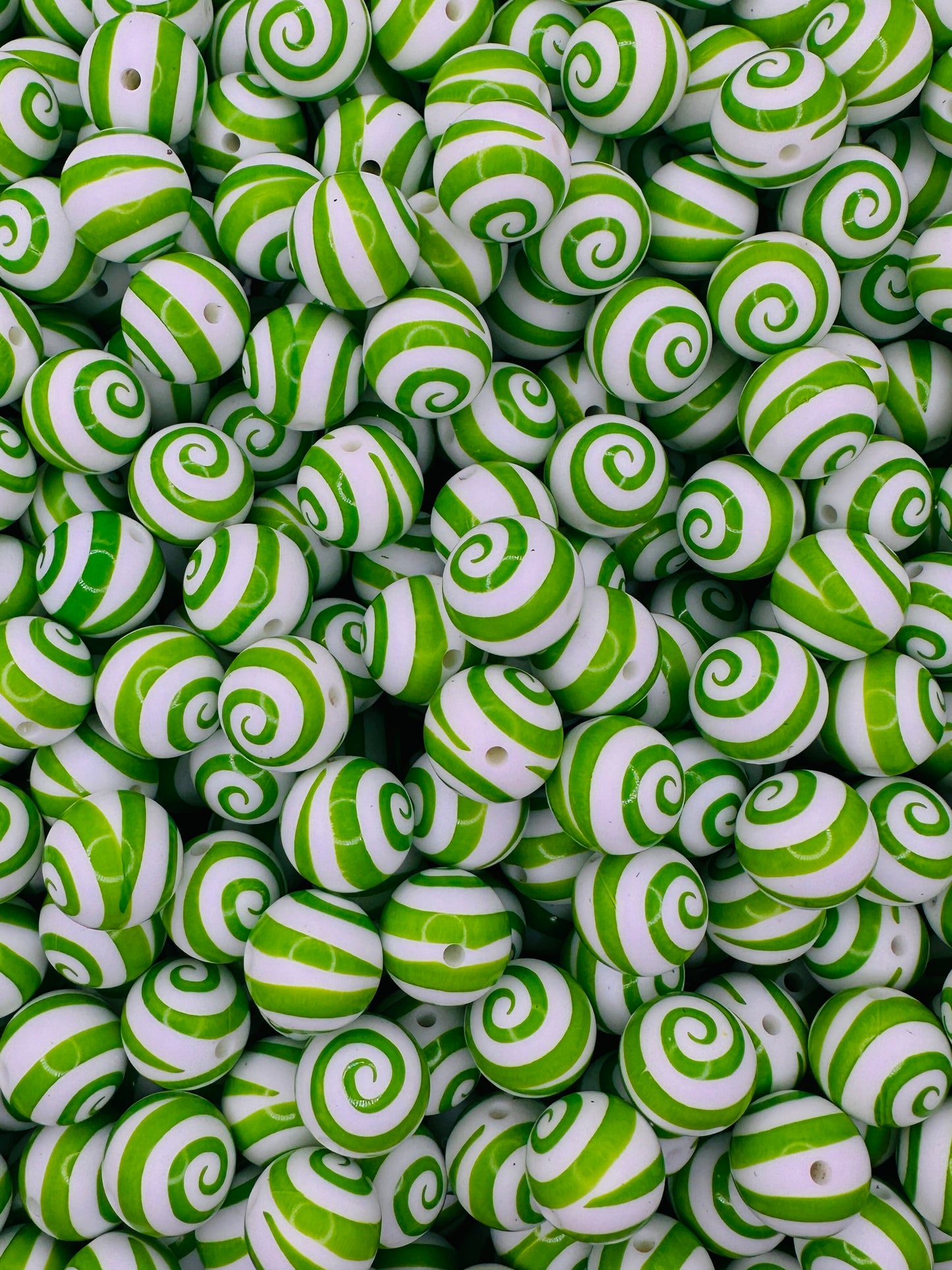 Green We're All Mad Here Printed 15mm Bead