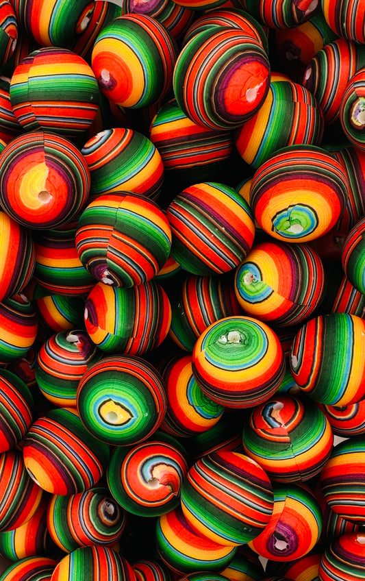 Red Serape Printed 19mm Bead