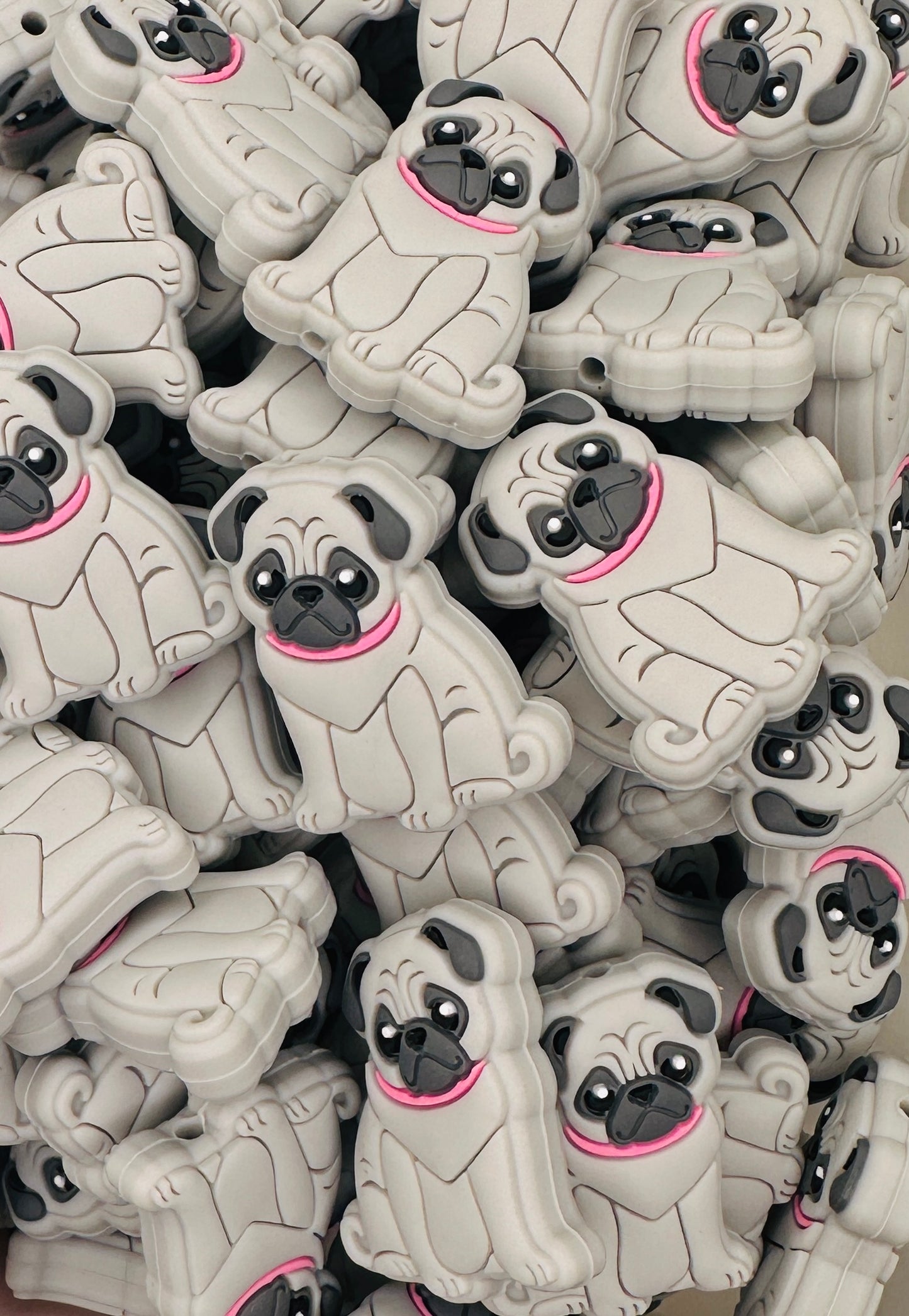 Pug With Collar Focal Bead