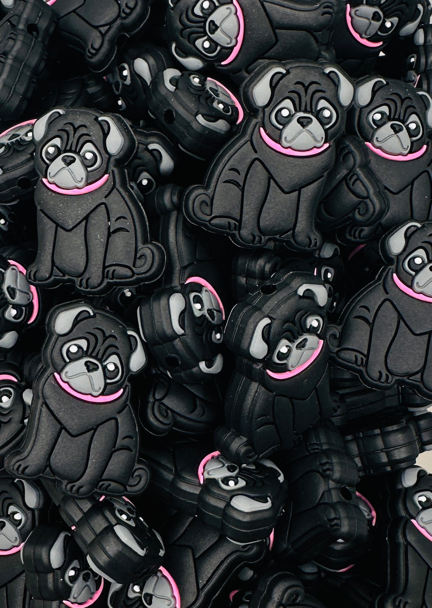 Pug With Collar Focal Bead