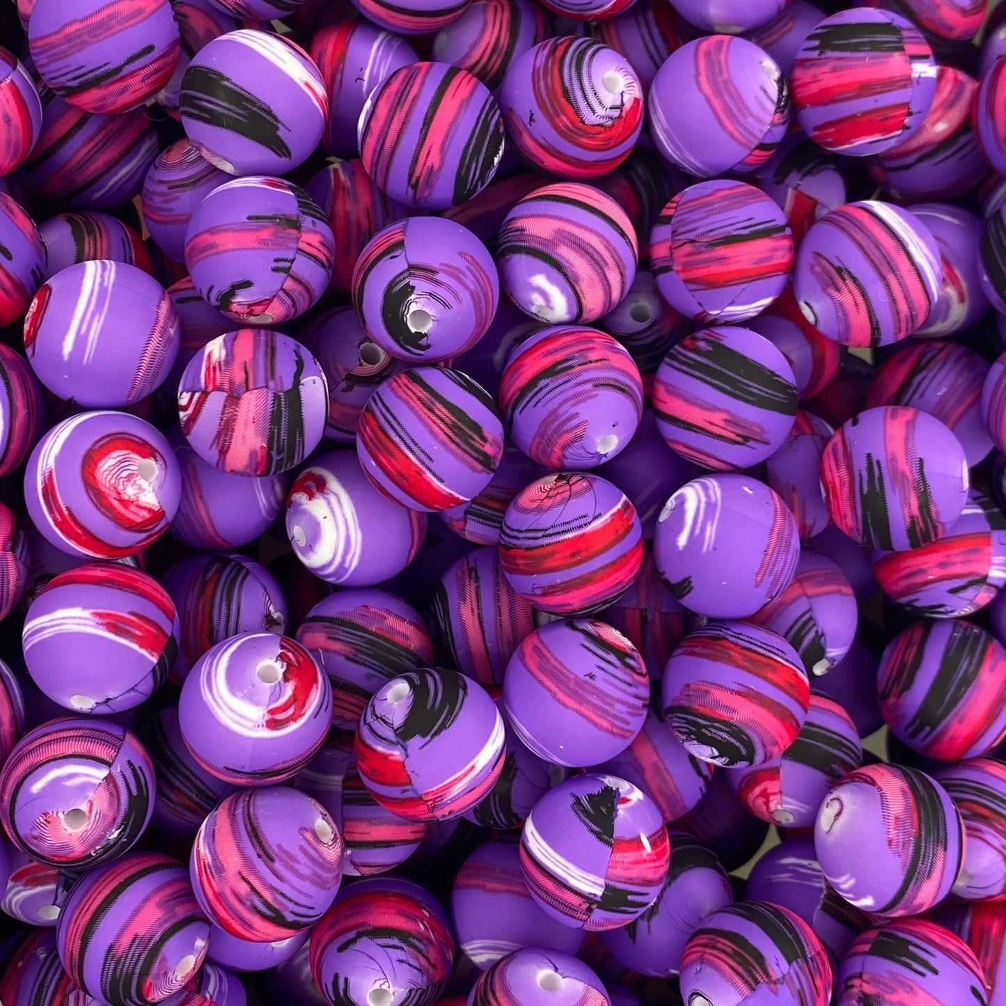 Watercolor Swirl Printed 15mm Bead