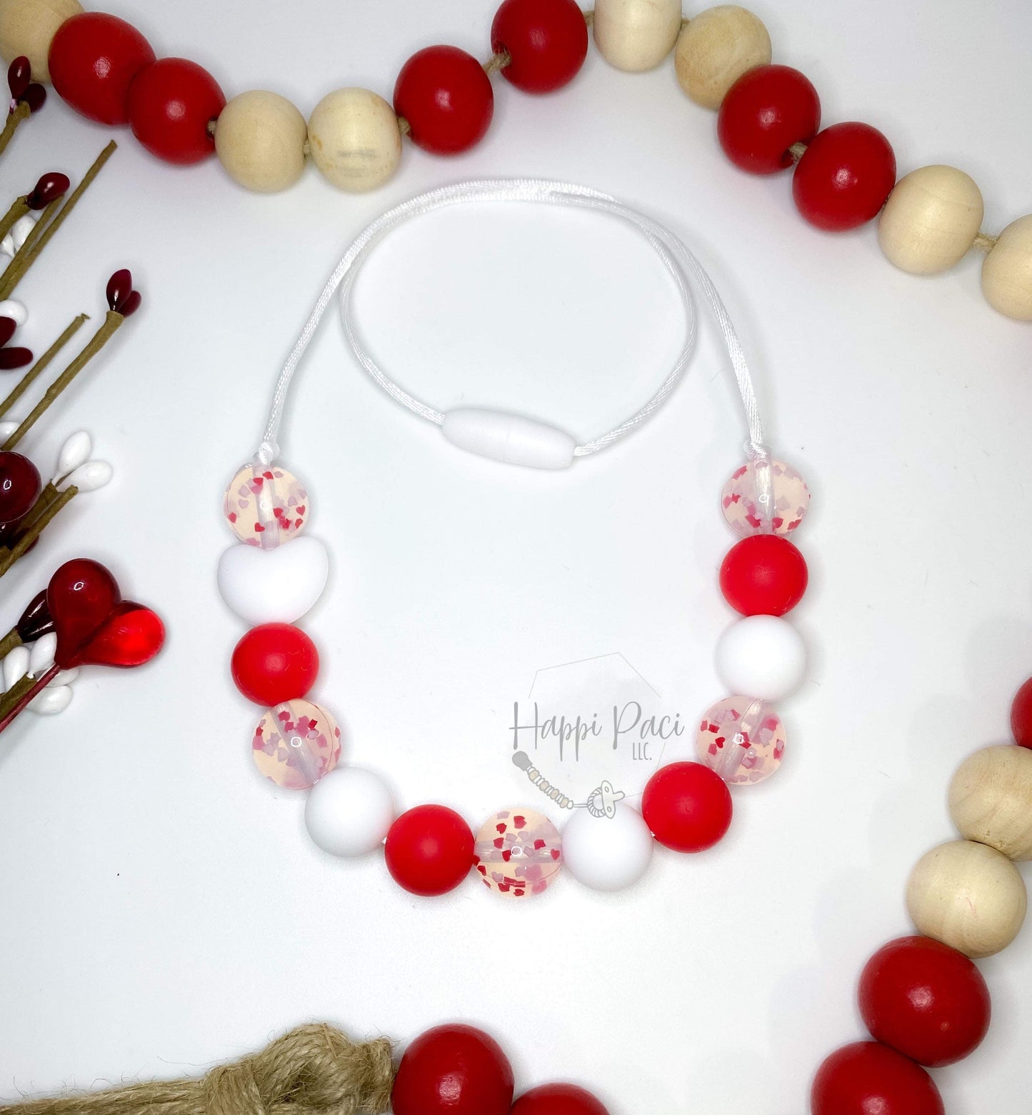 Confetti Heart Beads Printed 19mm Bead