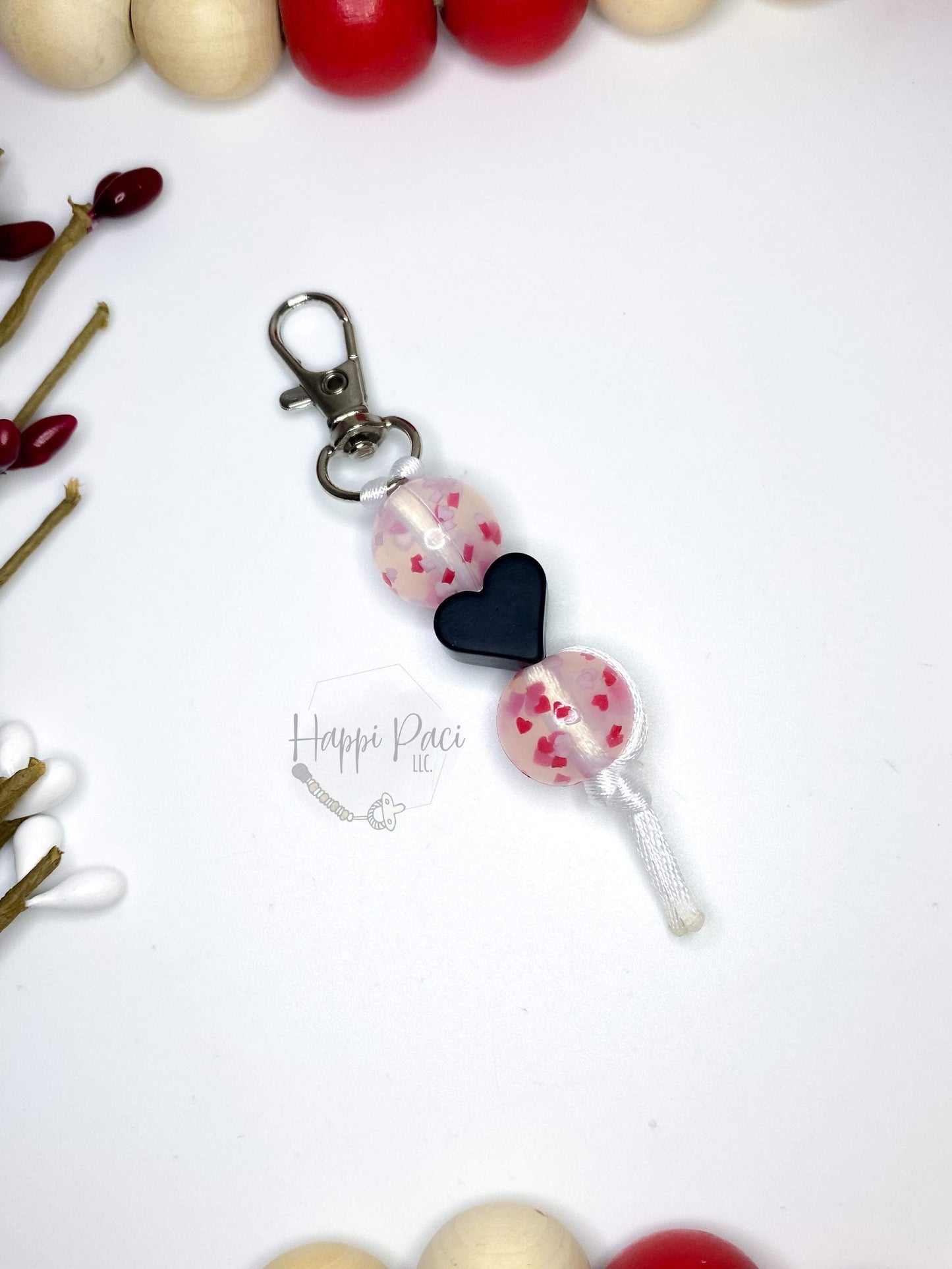 Confetti Heart Beads Printed 19mm Bead